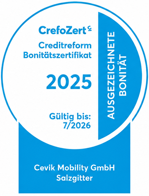 CrefoZert 2025 Bonitätszertifikat von Cevik Mobility